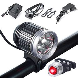 S SUNINESS Bike Lamp Set, Super Bright 5000 Lumens 4 Modes Rechargeable Waterproof Durable Bicyc ...