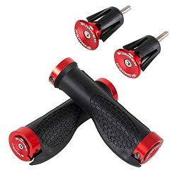 SUNMEN Bike Handlebar Grips with 2 Bar End Plugs Double Aluminum Alloy Locking Anti-Slip TPR Rub ...