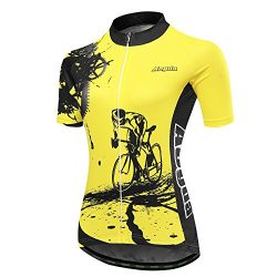 Cycling Jersey Women Aogda Bike Biking Shirts Bicycle Clothing(Yellow, L)