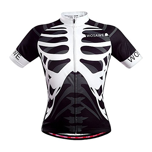 WOSAWE Mens Breathable Cycling Jersey (Skeleton, L)