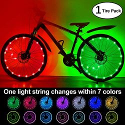 HOOMIL (1-Tire Pack) Waterproof LEDs Bike Wheel Lights 7 Colors Changeable Ultra Bright Colorful ...