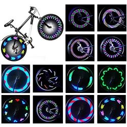 Rottay Bike Wheel Lights, Bicycle Wheel Lights Waterproof RGB Ultra Bright Spoke Lights 14-LED 3 ...