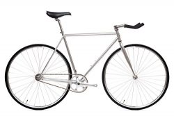 State Bicycle Fixed Gear/Fixie 3.0 Montecore Single Speed Bike Bull Horn, 62 cm, Silver