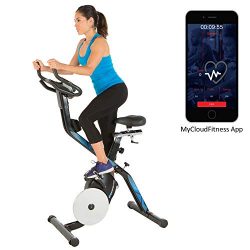 Exerpeutic LXi 10 Bluetooth Smart Technology Folding Indoor Cycling Exercise Bike with Free App