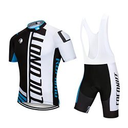 Men’s Cycling Jersey Short Sleeve Full Zip Bike Clothing Set, Quick-Dry, Bib Shorts with 1 ...