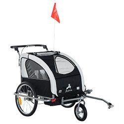 Aosom Elite II 3in1 Double Child Bike Trailer, Stroller & Jogger – White