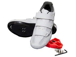 Tommaso Pista Women’s Spin Class Ready Cycling Shoe – White/Silver – Look Delt ...