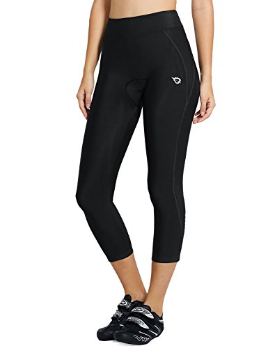 Baleaf Women’s 3D Padded UPF 50+ 3/4 Cycling Compression Tights Capris with Pocket Black L ...