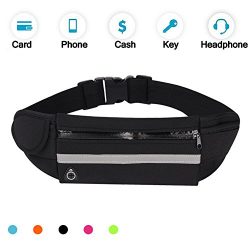 Running Belt Waist Pack, Water Resistant Waist Bag, Sports Fanny Pack with Adjustable Belt for P ...