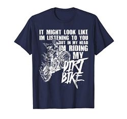 Mens In My Head I’m Riding My Dirt Bike Funny Dirt Bike T-Shirt Large Navy