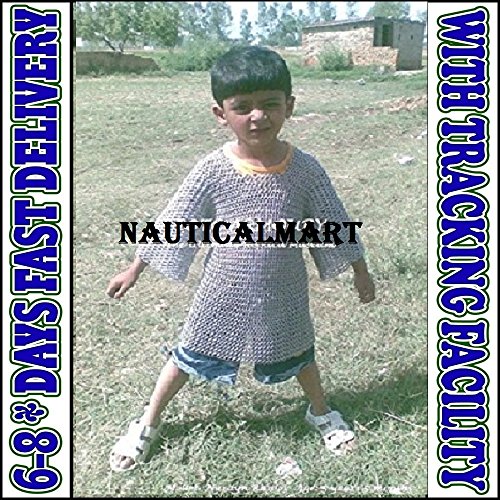 NAUTICALMART Medieval Chainmail Shirt 5-10 yrs Size Butted Chain Mail Haubergeon for Kids